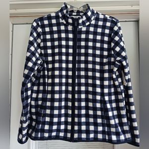 Croft & Barrow Navy/White Checked Fleece Jacket Size PM